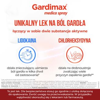 Gardimax Medica Spray (20 mg + 5 mg)/10 ml, aerozol do stosowania w jamie ustnej, 30 ml - 4 - zdjęcie produktu