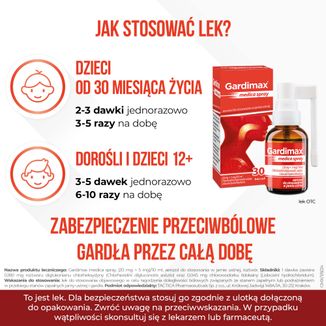 Gardimax Medica Spray (20 mg + 5 mg)/10 ml, aerozol do stosowania w jamie ustnej, 30 ml - 5 - zdjęcie produktu