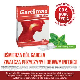 Gardimax Medica 5 mg + 1 mg, 24 tabletki do ssania - 2 Gardimax Medica 5 mg + 1 mg, 24 tabletki do ssania - 2 - zdjęcie produktu
