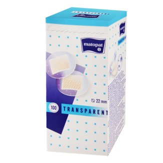 Matopat Transparent, plastry z opatrunkiem, dyskretne, okrągłe, 22 mm, 100 sztuk - zdjęcie produktu