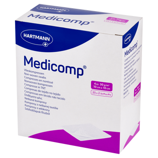Medicomp, kompresy jałowe, włókninowe, 4-warstwowe, 30 g/m2, 10 cm x 10 cm, 50 sztuk - 3 - zdjęcie produktu
