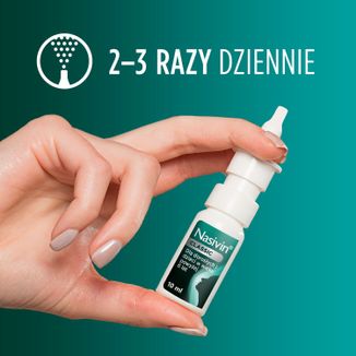 Nasivin Classic 0,5 mg/ ml, aerozol do nosa dla dorosłych i dzieci od 6 lat, 10 ml - 6 - zdjęcie produktu