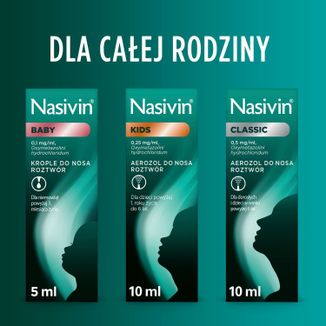 Nasivin Classic 0,5 mg/ ml, aerozol do nosa dla dorosłych i dzieci od 6 lat, 10 ml - 8 - zdjęcie produktu