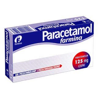 Paracetamol Farmina 125 mg, czopki, 10 sztuk - zdjęcie produktu