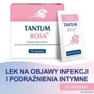 Tantum Rosa 53,2 mg/g, proszek do sporządzania roztworu do irygacji pochwy, 10 saszetek - 2 - zdjęcie produktu