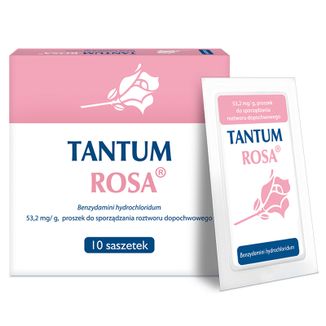 Tantum Rosa 53,2 mg/g, proszek do sporządzania roztworu do irygacji pochwy, 10 saszetek - zdjęcie produktu