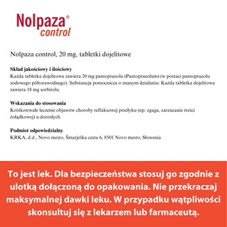 Nolpaza Control 20 mg, 14 tabletek dojelitowych USZKODZONE OPAKOWANIE - 7 - zdjęcie produktu