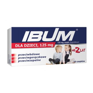 Ibum dla dzieci 125 mg, czopki od 2 lat, 10 sztuk - zdjęcie produktu