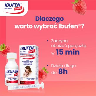 Ibufen dla dzieci Forte o smaku truskawkowym 200 mg/ 5 ml, zawiesina dosutna od 3 miesiąca, 40 ml - 5 - zdjęcie produktu