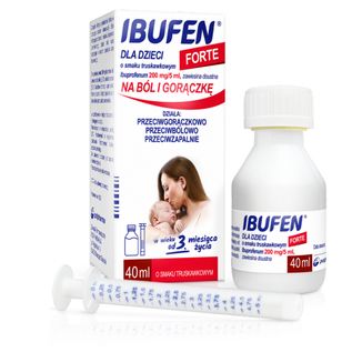 Ibufen dla dzieci Forte o smaku truskawkowym 200 mg/ 5 ml, zawiesina dosutna od 3 miesiąca, 40 ml - 2 - zdjęcie produktu
