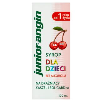 Junior-angin, syrop dla dzieci od 1 roku życia, smak czereśniowy, 100 ml - zdjęcie produktu