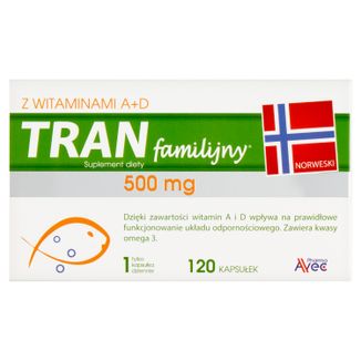 Tran Familijny z witaminami A + D, 120 kapsułek - 2 - zdjęcie produktu