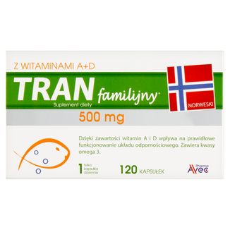 Tran Familijny z witaminami A + D, 120 kapsułek - 2 - zdjęcie produktu