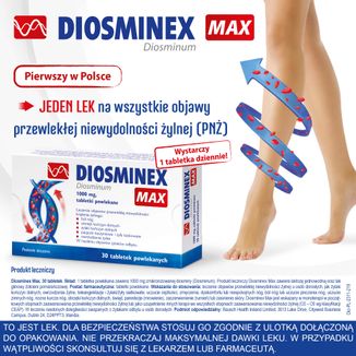 Diosminex Max 1000 mg, 30 tabletek powlekanych - 2 Diosminex Max 1000 mg, 30 tabletek powlekanych - 2 - zdjęcie produktu