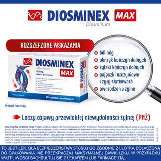 Diosminex Max 1000 mg, 30 tabletek powlekanych - 3 Diosminex Max 1000 mg, 30 tabletek powlekanych - 3 - zdjęcie produktu