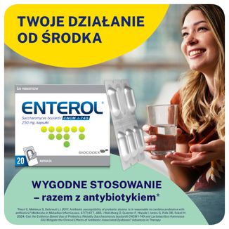 Enterol 250 mg, Saccharomyces boulardii, 20 kapsułek USZKODZONE OPAKOWANIE - 2 - zdjęcie produktu