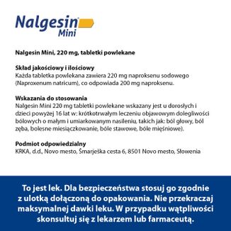 Nalgesin Mini 220 mg, 20 tabletek powlekanych - 6 - zdjęcie produktu