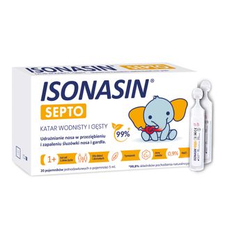 Isonasin Septo, roztwór do płukania nosa, 5 ml x 20 ampułek - zdjęcie produktu