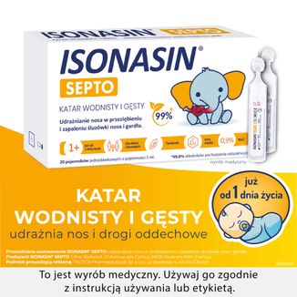 Isonasin Septo, roztwór do płukania nosa, 5 ml x 20 ampułek - 2 - zdjęcie produktu