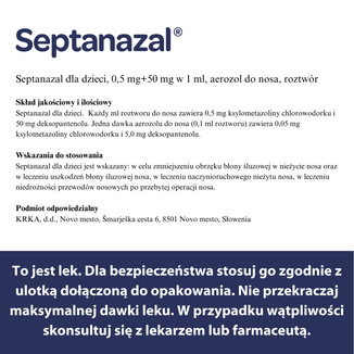 SeptaNazal dla dzieci (0,5 mg + 50 mg)/ ml, aerozol do nosa, od 2 do 6 lat, 10 ml - 8 - zdjęcie produktu