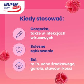 Ibufen dla dzieci Forte o smaku malinowym 200 mg/ 5 ml, zawiesina doustna od 3 miesiąca, 100 ml - 4 - zdjęcie produktu
