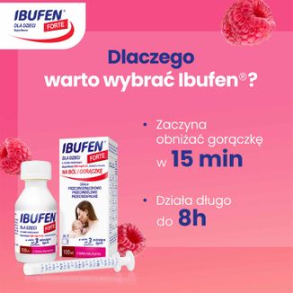 Ibufen dla dzieci Forte o smaku malinowym 200 mg/ 5 ml, zawiesina doustna od 3 miesiąca, 100 ml - 5 - zdjęcie produktu