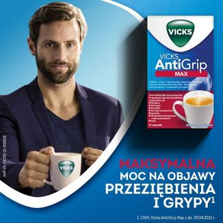 Vicks AntiGrip Max 1000 mg + 16 mg + 4 mg, granulat do sporządzania roztworu doustnego, 10 saszetek - 2 - zdjęcie produktu