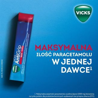Vicks AntiGrip Max 1000 mg + 16 mg + 4 mg, granulat do sporządzania roztworu doustnego, 10 saszetek - 3 - zdjęcie produktu