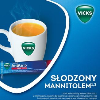 Vicks AntiGrip Max 1000 mg + 16 mg + 4 mg, granulat do sporządzania roztworu doustnego, 10 saszetek - 4 - zdjęcie produktu