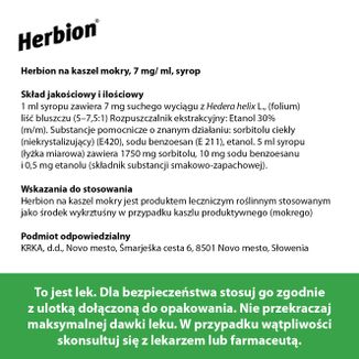 Herbion na kaszel mokry 7 mg/ ml, syrop, 150 ml - 8 - zdjęcie produktu