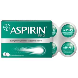 Aspirin Pro 500 mg, 8 tabletek powlekanych - 2 - zdjęcie produktu
