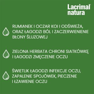 Lacrimal Natura, krople na podrażnione oczy, 10 ml - 4 Lacrimal Natura, krople na podrażnione oczy, 10 ml - 4 - zdjęcie produktu