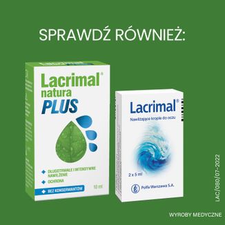Lacrimal Natura, krople na podrażnione oczy, 10 ml - 7 Lacrimal Natura, krople na podrażnione oczy, 10 ml - 7 - zdjęcie produktu
