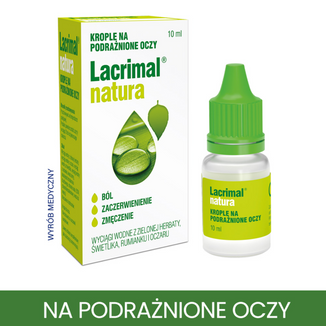Lacrimal Natura, krople na podrażnione oczy, 10 ml - 3 Lacrimal Natura, krople na podrażnione oczy, 10 ml - 3 - zdjęcie produktu