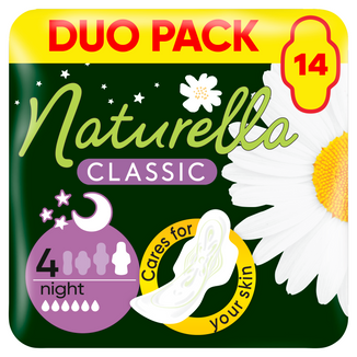 Naturella Classic, podpaski ze skrzydełkami, rumianek, Night, 14 sztuk - zdjęcie produktu