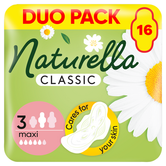 Naturella Classic, podpaski ze skrzydełkami, rumianek, Maxi, 16 sztuk - zdjęcie produktu