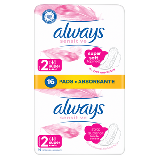 Always Ultra Sensitive, podpaski ze skrzydełkami, Super Plus, 16 sztuk - zdjęcie produktu