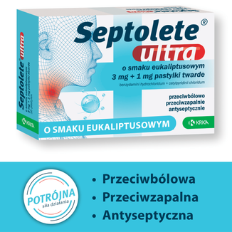 Septolete Ultra o smaku eukaliptusowym 3 mg + 1 mg, 16 pastylek twardych - 2 - zdjęcie produktu