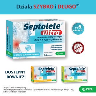 Septolete Ultra o smaku eukaliptusowym 3 mg + 1 mg, 16 pastylek twardych - 5 - zdjęcie produktu