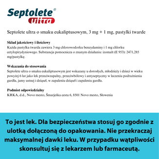 Septolete Ultra o smaku eukaliptusowym 3 mg + 1 mg, 16 pastylek twardych - 7 - zdjęcie produktu
