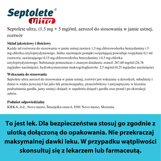 Septolete Ultra (1,5 mg + 5 mg)/ml, aerozol do stosowania w jamie ustnej, roztwór, 30 ml - 7 - zdjęcie produktu