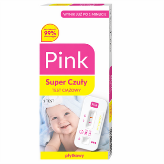 Domowe Laboratorium Pink, test ciążowy płytkowy, super czuły 10 mlU/ml, 1 sztuka - zdjęcie produktu