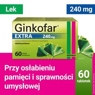 Ginkofar Extra 240 mg, 60 tabletek powlekanych - 2 - zdjęcie produktu