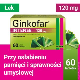 Ginkofar Intense 120 mg, 60 tabletek powlekanych - 2 - zdjęcie produktu