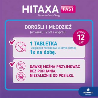 Hitaxa Fast 5 mg, 10 tabletek ulegających rozpadowi w jamie ustnej - 7 - zdjęcie produktu
