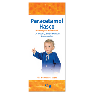 Paracetamol Hasco 120 mg/ 5 ml, zawiesina doustna dla niemowląt i dzieci, smak pomarańczowy, 150 g - 2 - zdjęcie produktu