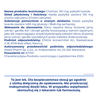 Cholinex 150 mg, 32 pastylki do ssania KRÓTKA DATA - 9 - zdjęcie produktu
