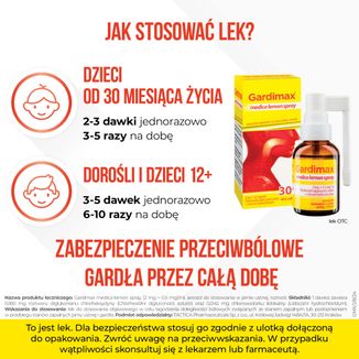 Gardimax Medica Lemon Spray (2 mg + 0,5 mg)/ ml, aerozol do stosowania w jamie ustnej, roztwór, 30 ml USZKODZONE OPAKOWANIE - 5 - zdjęcie produktu