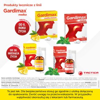 Gardimax Medica Lemon Spray (2 mg + 0,5 mg)/ ml, aerozol do stosowania w jamie ustnej, roztwór, 30 ml USZKODZONE OPAKOWANIE - 6 - zdjęcie produktu