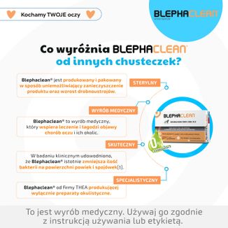 Blephaclean, chusteczki sterylne do codziennej higieny powiek, 20 sztuk USZKODZONE OPAKOWANIE - 6 Blephaclean, chusteczki sterylne do codziennej higieny powiek, 20 sztuk USZKODZONE OPAKOWANIE - 6 - zdjęcie produktu